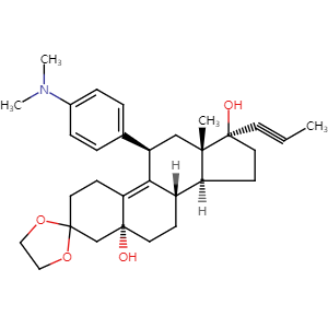 (5a,11b,17b)-11-[4-(Dimethylamino)phenyl]-5,17-dihydroxy-17-(1-propynyl)estr-9-en-3-one cyclic 1,2-ethanediyl acetal, CAS No. 84371-64-2, YSCP-025